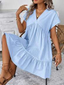 LUNE Short Pink Casual Vacation Romantic Beach Summer Dress For Women Baby Blue Dress,Sun Dresses For Women,Casual - Baby Blue - View 5