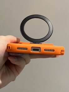 Luxury Liquid Silicone Camera Protection 360 Rotation Ring Holder Matte Magnetic Phone Case Compatible With IPhone 17 Pro Max 17 Pro 17 Air 17 16 Pro Max 16 Pro 16 Full Coverage Wireless Charge Soft Back Cover Anti-Drop - Orange - View 8