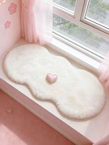 1pc White Fluffy Round Rug, Cute Play Mat, Decorative Carpet, Bedroom Decor, Small Rug, Carpet, Home Decor, Outdoor Rug, Washable Rug, Graduation/Mother's Day Gift - White - View 4