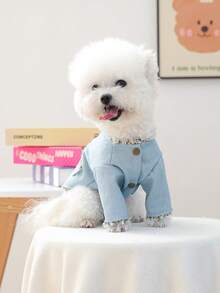 PETCIRCLE 1pc Pet Clothes, Dog Apparel, Two-Leg Jacket For Small Dogs, Fragrant Wind Coat - Blue - View 5