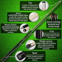 Pool Cue Stick 100% Canadian Maple Wood. Professional Billiard Pool Cue Stick with Hard Case and Joint Protectors - Taco de billar6483Veinte - Ver 2