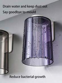 1pc Magnetic Inverted Toothbrush Cup Holder, Wall-Mounted Toothbrush Cup Storage Rack, Self-Adhesive Bathroom Toothbrush Cup Holder, Bathroom Toothbrush Cup, Toothbrush Holder, No Drilling Required, Space-Saving, Inverted Drainage Dust-Proof, Suitable For Bathroom Vanity, Used For Home, Apartment, Dormitory Bathroom Storage, Bathroom Storage Rack, Bathroom Accessories, Home Storage, Bathroom Decor - A - View 4