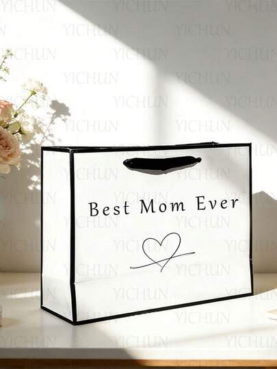 1 pieza Bolsa de regalo "Mejor mamá", bolsa de compras plegable y ligera con asa, bolsa de compras reutilizable, bolsa de regalo clásica para el Día de la Madre, cumpleaños y eventos de agradecimiento, bolsa para envolver regalos