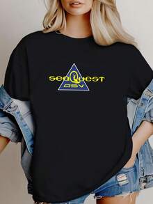 T-shirt femme imprimé vintage SeaQuest DSV TV 1993 Noir T-shirt Taille XL Série de science-fiction - Noir - Voir 6