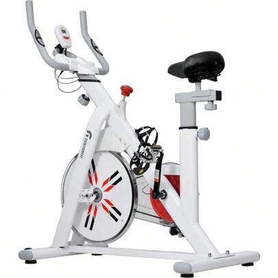 Bicicleta Estática Spinning con Rueda de 6 Kg Silenciosa para Hogar Casa Gimnasio Gym Monitor Electrico 8 Finciones Ajuste de asiento y Manubrio Bici Fija Spin Soporta 150 Kg