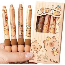 Capybara Cute 4 PCS Erasable Gel Pens, 0.5mm Blue Ink - Retractable, School Office Pens Girl,Large-Capacity Multi-Layer Pencil Case, Back To School Supplies School Essentials - Multicolor - View 14