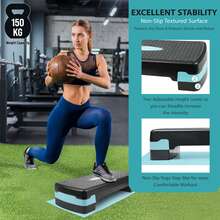 Crystals Adjustable Aerobic Stepper Fitness Step Board With Risers Home Gym Exercise Cardio Yoga Step Platform Blue - Black - View 8