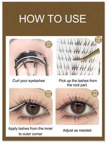 120Pcs Brown Magnolia Lashes Manga Lashes Natural Look Individual Lash Wispy Silky Anime Eyelashes Cluster Japanese Cosplay False Eyelashes Reusable, Look Like Extensions - C - View 6