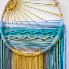 1 buc Macrame Tapiserie de perete, Peisaj creativ cu soare și plajă, Tapiserie țesută manual cu răsărit și apus de soare - Așa cum se arată în imagine - Vizualizare 6