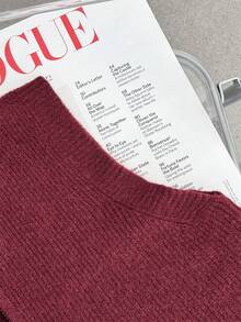 Autumn/Winter New Ribbed Knit Vest, Coffee Color, Sleeveless, Double Zipper, Casual Commute Layering Essential - Burgundy - View 7