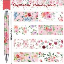 1/4/8/16 pezzi Penne a fiore all'ingrosso, penne a sfera con fiori primaverili, eleganti e raffinate, con inchiostro nero retrattile, per donne, regali di scrittura e giornalismo, forniture per ufficio e scuola, famiglia - fiori - Visualizzare 2
