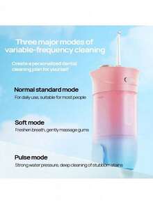 HYUNDAI W1 Portable Water Flosser: Cocok untuk penggunaan di rumah maupun saat bepergian, dengan tangki air besar 200ml dan daya tahan baterai hingga 30 hari. Peringkat tahan air IPX7. - Berwarna merah muda - View 3