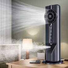 1 pieza Ventilador y enfriador de aire portátil multifuncional con enchufe USB - Ventilador ajustable de 6 velocidades, diseño portátil ligero, adecuado para oficina, viajes, camping, RV, estética moderna, función de humidificación - Negro - Ver 5