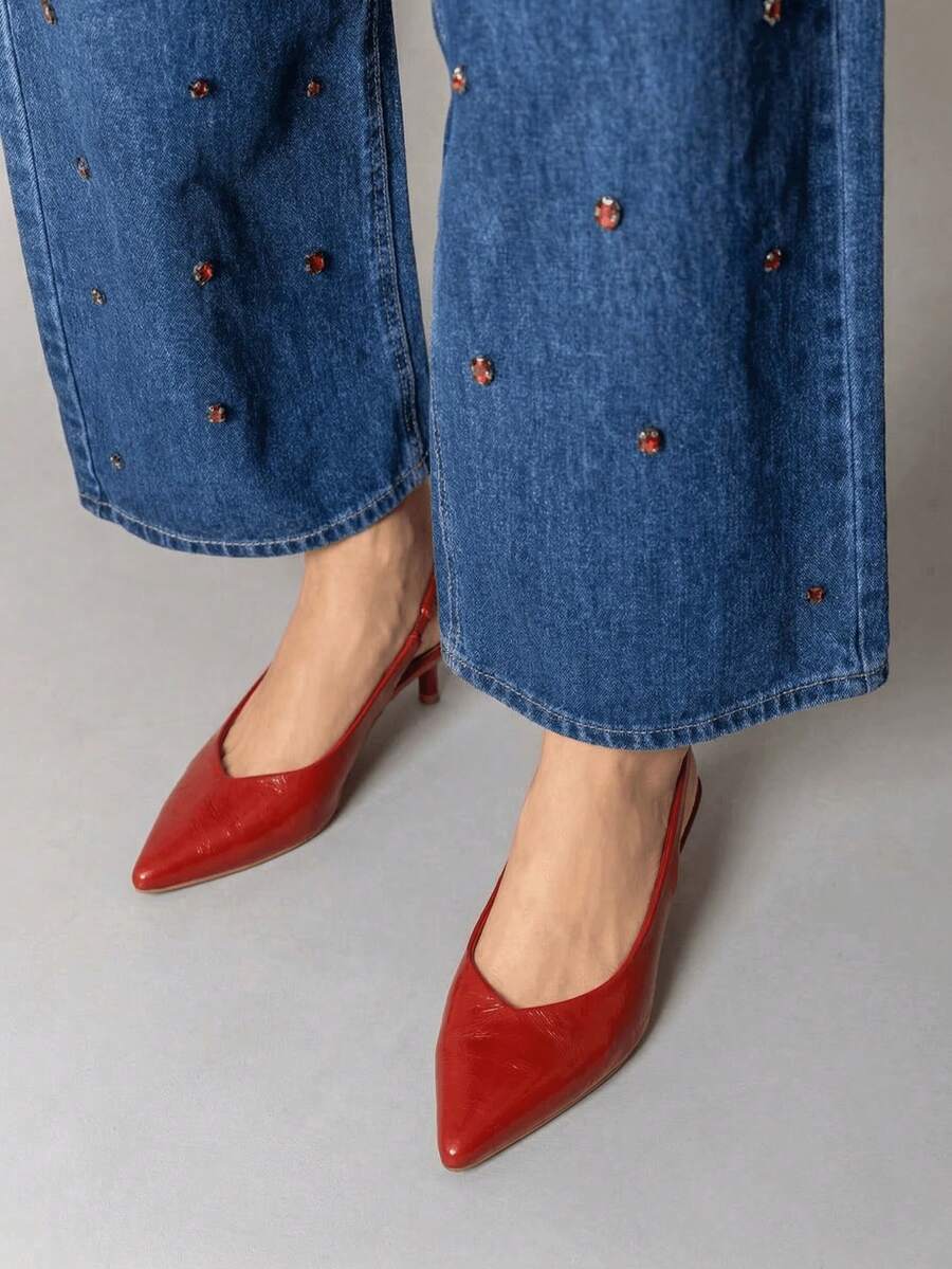 Escarpins Slingbacks et Mules à Petit Talon – Le Chic Minimaliste Réinventé - 紅色 - 查看 1