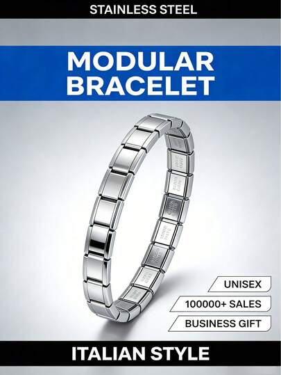 18pcs Modular Bracelet - Detachable Stainless Steel Bracelet, Minimalist & Fashionable, Suitable For Daily Wear, Silver Beaded Bracelet, Suitable For Women's Party, Unisex Fashion Accessory