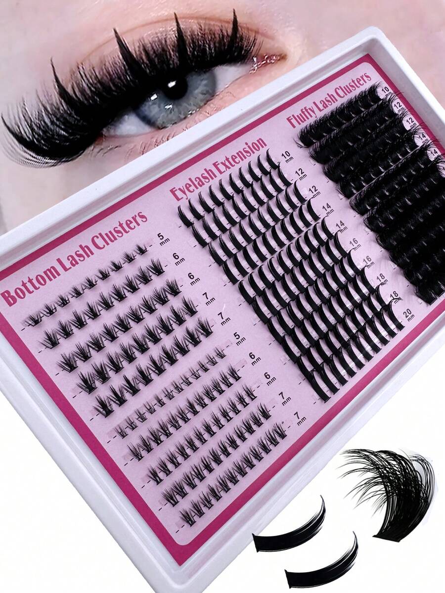 285 piezas de rizador de pestañas, extensiones de pestañas 4 en 1 120D, longitud de 5-20 mm, extensiones de pestañas inferiores DIY, extensiones de pestañas de dibujos animados, extensiones de pestañas de visón denso reutilizables, adecuadas para cualquier ocasión - Ver 1