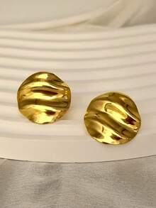 不锈钢镀金耳钉，低致敏性，不含镍，水滴形耳钉，厚款女士镀金耳钉，时尚宣言几何纹理轻盈防过敏耳钉，复古珠宝舞会礼物，女士耳钉，时尚厚重独特吊坠耳钉，女士镀金耳环套装，精致镀金吊坠耳钉，防过敏耳钉，时尚珠宝，女士礼物，派对礼物 - 多款式 - 查看 5