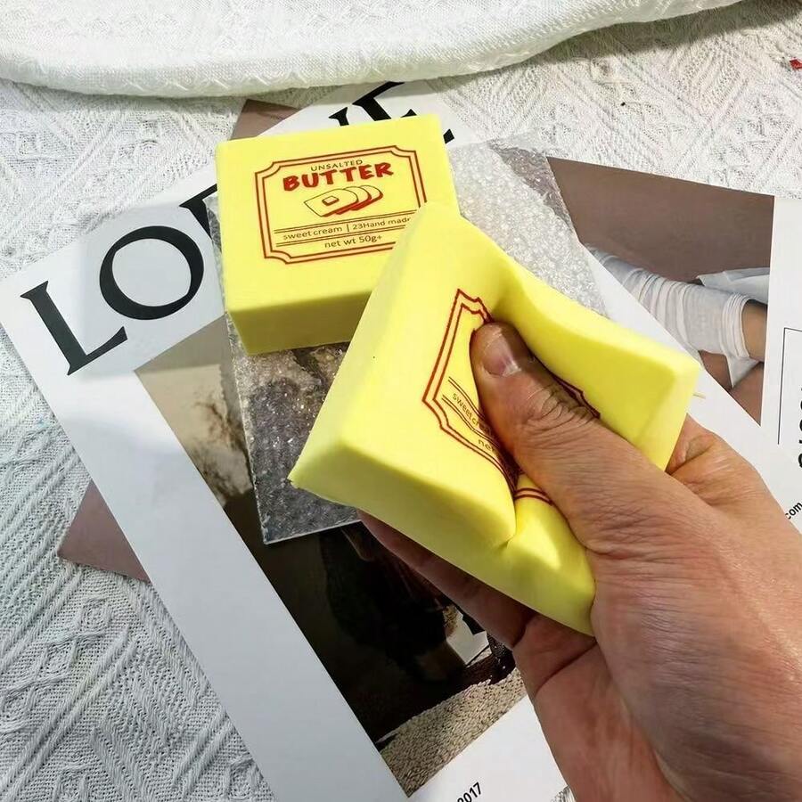 逼真黄油棒/软棒减压玩具，极其柔软灵活，材质丰富，带来沉浸式触感体验，适合办公室放松、学习陪伴、压力管理、桌面疗法 - 彩色 - 查看 1