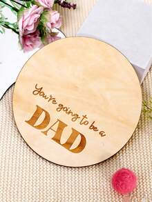 1pc Creative Baby Surprise Announcement, Pregnancy Reveal Wooden Plaque For Husband, "You're Going To Be A Dad" Wooden Board, Round Keepsake, Natural Wood, Suitable For New Parents And Baby Shower, Gift For Expectant Mother - Multicolor - View 2