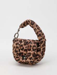 1 件装多色纯色/豹纹迷你包 + 带衬垫荷叶边装饰，尼龙/涤纶柔软衬垫材质，手提可拆卸，按扣闭合，甜美时尚个性迷你腋下包 - 彩色 - 查看 15