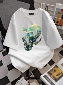 Women T-Shirt Print Boho Ball Python Cool Forest Unisex T-Shirt - 白色 - 查看 2