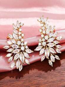1 Pair Sparkling Women's Cubic Zirconia Stud Earrings Gorgeous Female Bridal Wedding Party Fashion Ear Piercing Accessories Jewelry - 白色 - 查看 6