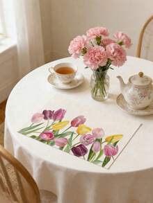 1/4pcs Vibrant Tulip Placemats - Modern Dutch Floral Design Multicolor Tulip Pattern, Washable Durable Tabletop Protector For Kitchen, Dining Table, Party Decor - Decorative Rectangular Placemats - Minimalist Tulip Floral Pattern, Non-Slip Heat-Resistant, Kitchen Table Mats, Coffee Mats Home Accessories - Holiday Party Decoration - Multicolor - View 7
