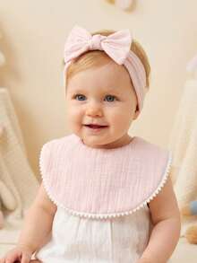 8 piezas Conjunto de baberos y gorros de algodón gasa de color caramelo, adecuado para uso diario en primavera y verano, accesorios para bebé - Multicolor - Ver 7