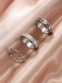 Bộ 3/6 chiếc nhẫn giảm căng thẳng cá nhân hóa, bao gồm dây chuyền hình ngôi sao và mặt trăng, thiết kế hạt mờ, phong cách tối giản phù hợp cho cả nam và nữ, quà tặng lý tưởng cho hàng ngày, hẹn hò, tiệc tùng, ngày lễ. - Nhiều màu - Xem 5