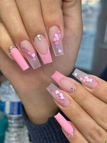 24pcs Ballet Dancer Shaped Shiny Rhinestone Nail Stickers, French Nude Color, Instantly Upgrade Your Nail Art. This Nail Sticker Set Includes 1pc Jelly Gel And 1pc Non-Slip Sticker, Designed In Korean/Japanese Style, Suitable For Parties, Dancing, And Daily Wear. Essential Nail Art Supplies. Nails - 多色 3 - 查看 10