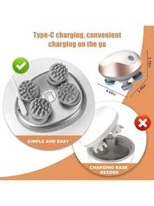 AXH Rechargeable Mini Octopus Claw Massager, Multi-Function Kneading Vibration Massager, Head Massager - White - View 8