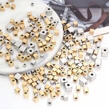 50 hạt vuông bằng thép không gỉ 2-6mm, hạt đệm hình khối để tự làm vòng tay, dây chuyền và trang sức. - quảng trường - Xem 4