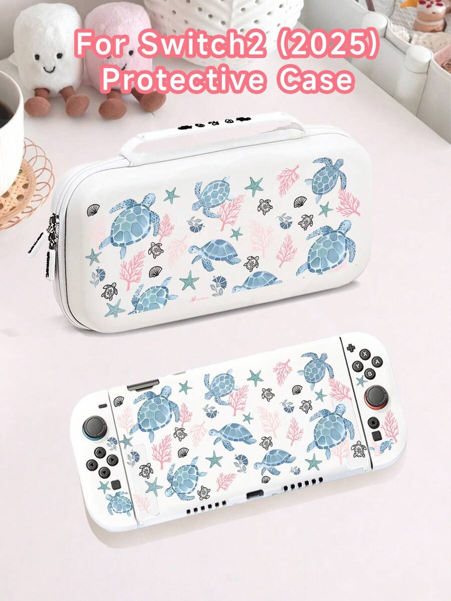 1pc Ocean Element Turtle Pattern Protective Case For Nintendo Switch 2 (2025) Game Console, Compatible With Switch NS/Switch OLED/Switch Lite, TPU Soft Shell, Universal Protective Cover, Switch Controller Protector, Switch Gaming Accessories, Anti-Drop, Anti-Slip, Scratch-Resistant, Stylish, Best Gift For Family And Friends - View 1
