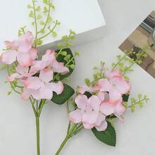 4支带茎叶的人造樱花花束，粉色仿真花，适用于花瓶、家居装饰、派对花艺布置、婚礼花束、餐桌摆饰 - 粉色 - 查看 5