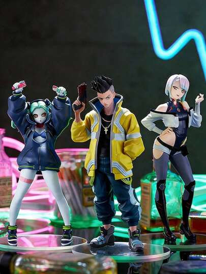 1pc 17.5cm/6.89in Cyberpunk Edgerunner Anime Figure, Collectible Desk Decor, David Playable Action Doll, Super Hacker Lucy, Sniper Rebecca PVC Collectible Model Toy, Room Decor, Birthday Gift