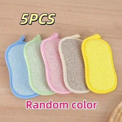 5pcs/1pc Multifunctional Kitchen Cleaning Sponge, Heavy-Duty Cleaning Anti-Scratch Sponge, Reusable Cleaning Sponge, Suitable For Household Cleaning, Random Colors (Multi-Color), Kitchen Supplies, Kitchen Cleaning Wipe, Desktop Wipe, Dish Scrubber