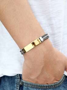 男士不锈钢链手链，硅胶腕带，夏季可水洗 - 幾何 - 查看 2