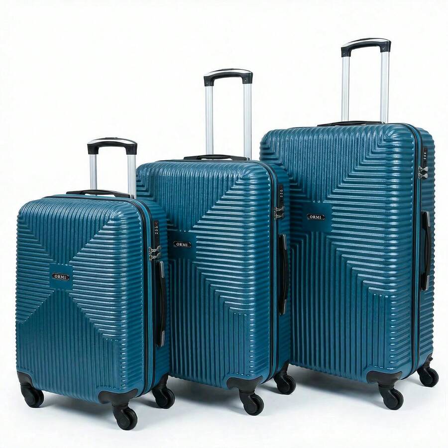 Conjunto de 3 malas com rodas giratórias silenciosas, um companheiro de viagem elegante e versátil. - Azul marinho - Ver 1