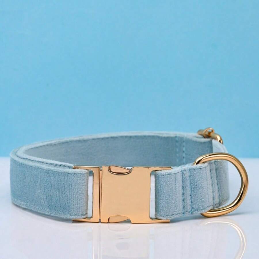 1pc Pet Dog Collar, New Velvet Metal Buckle Collar Leash, Adjustable Neck Strap - Multicolor - View 1