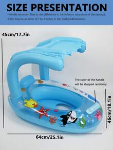 1个儿童游泳池充气座椅圈，可爱漂浮座椅圈，儿童游泳圈，汽车/船形充气游泳圈，儿童腋下漂浮圈，带遮阳篷的夏季游泳圈 - 彩色 - 查看 7