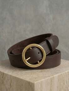 Women's Belt Set With Gold Metal Polka Dots, Synthetic Leather, Minimalist, Fashion Blogger Style, Unisex, Daily Use, Simple, Casual, 2024, Popular, Beautiful, Seasonal, Black, White, Brown, Caramel, Pink, Current Size, Stitched, Occasional, Versatile, Decorative, Vintage, 247 - 套件 4 件 - 查看 4