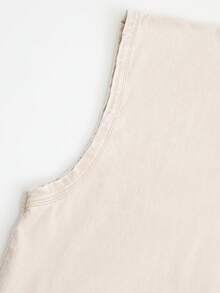 Men's Printed Vintage Washed Vest, Loose Fit, Casual Street Style, An Essential Everyday Item. - 杏色 - 查看 3