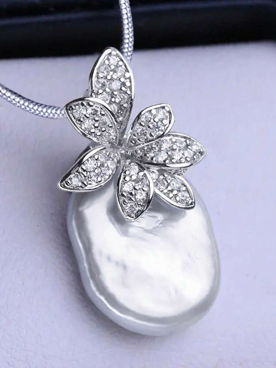 1件优雅立方氧化锆项链吊坠，女士情人节礼物，婚礼首饰 - 1# - 查看 1