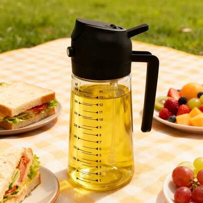 1pc Black & White Minimalist Olive Oil Sprayer, 16oz/470ml Oil Mister With Light-Blocking Design And Protective Packaging For Air Fryer, Outdoor Grill, Leak-Proof Vinegar Sprayer, No PVC, Minimalist Design Spray Dispenser For Cooking, Grilling, Salad And Kitchen Use
