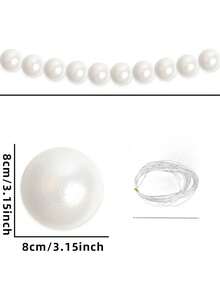 Simulazione di grande pendente di perla per decorazione di sfondo di parete di celebrazione di matrimonio con fili di perline fai-da-te, pezzo di visualizzazione sfera bianca appeso come decorazione - Grande ciondolo di perle - Visualizzare 8