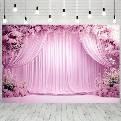 Pancarta plana 2D para fiesta, 1 pantalla de fondo de poliéster, decoración floral, adecuada para fondos de boda, habitaciones, jardines, hogares, clubes, granjas, sin necesidad de electricidad, fácil de colgar, diseño plano 2D