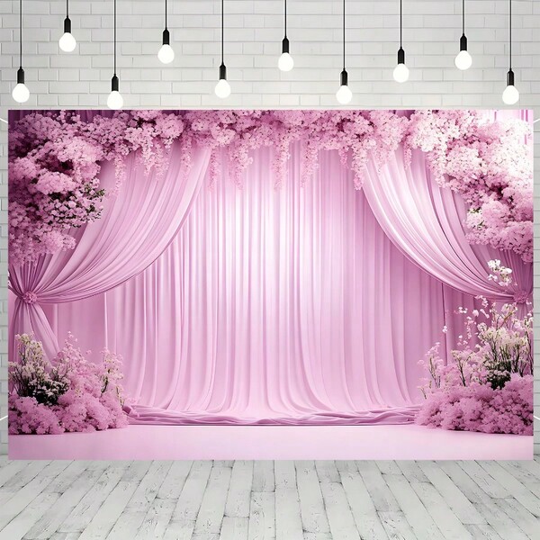 Pancarta plana 2D para fiesta, 1 pantalla de fondo de poliéster, decoración floral, adecuada para fondos de boda, habitaciones, jardines, hogares, clubes, granjas, sin necesidad de electricidad, fácil de colgar, diseño plano 2D