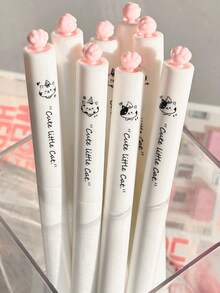4支装旋转猫狗图案扭扭笔，可爱美观，0.5mm墨水笔，速干黑色笔，适合学习和考试 - 旋轉筆 - 查看 1