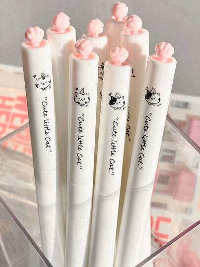 4支装旋转猫狗图案扭扭笔，可爱美观，0.5mm墨水笔，速干黑色笔，适合学习和考试