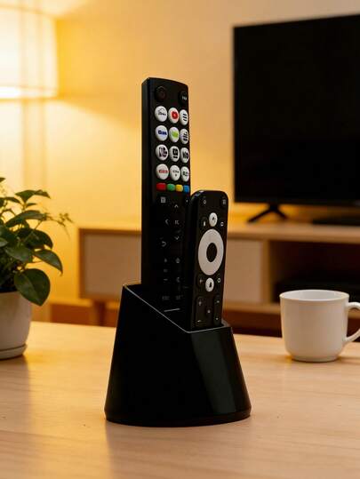 A Dual-Port Remote Control Holder, A Practical Desktop Organizer, A Creative And Multifunctional Desktop Tidying Tool, And A Great Bedside Table Companion. Suitable For TV, Air Conditioner, Lamp Remotes, And Office Supplies, It Can Hold Two Remotes And Requires No Power Supply.